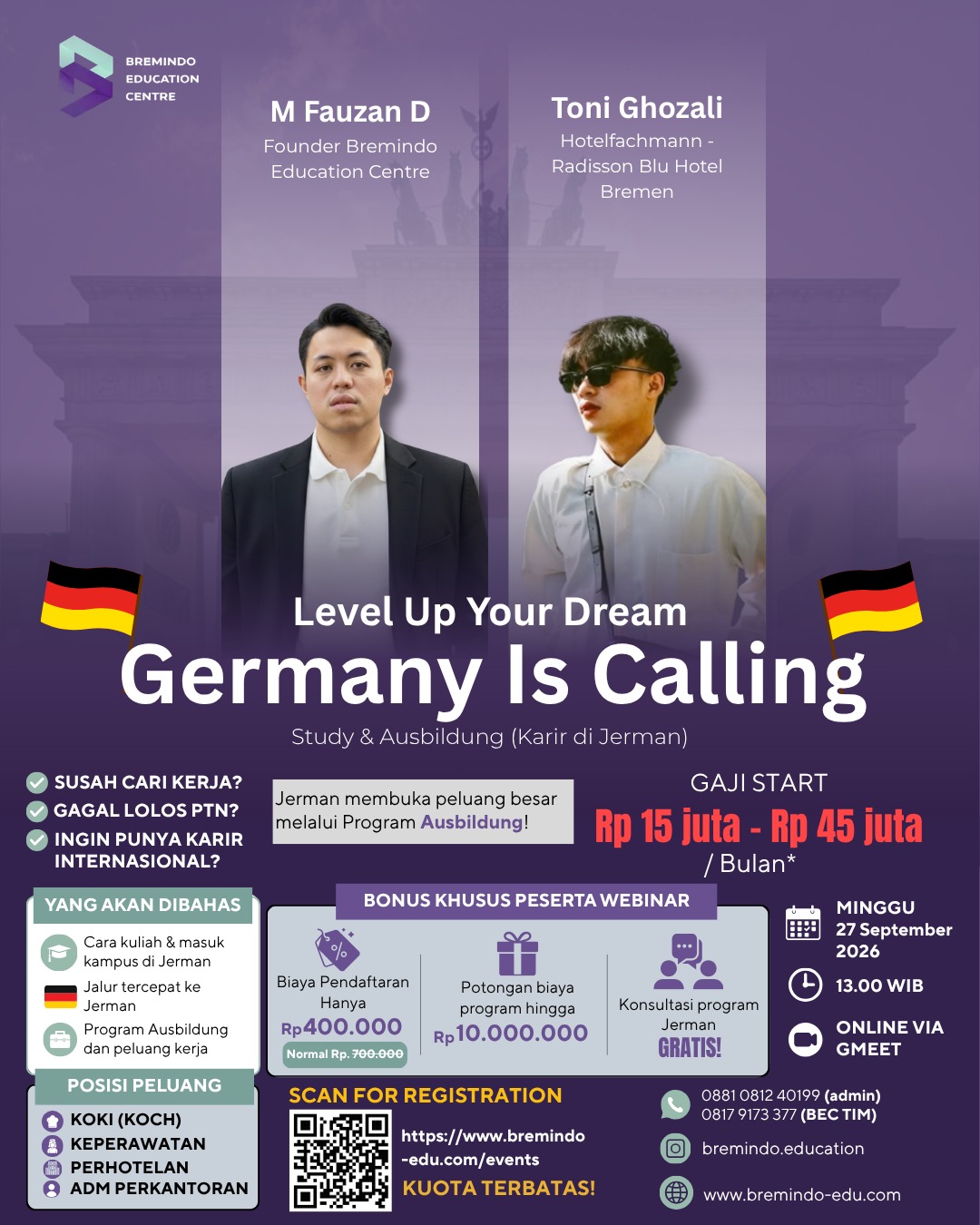 WEBINAR GRATIS STUDY & AUSBILDUNG 27 SEPTEMBER 2026