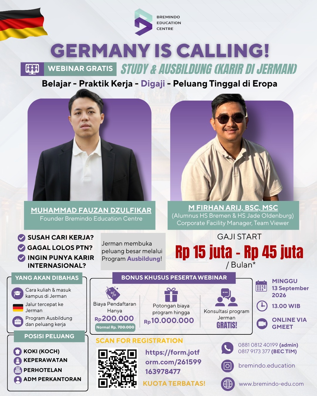 WEBINAR GRATIS STUDY & AUSBILDUNG 13 SEPTEMBER 2026